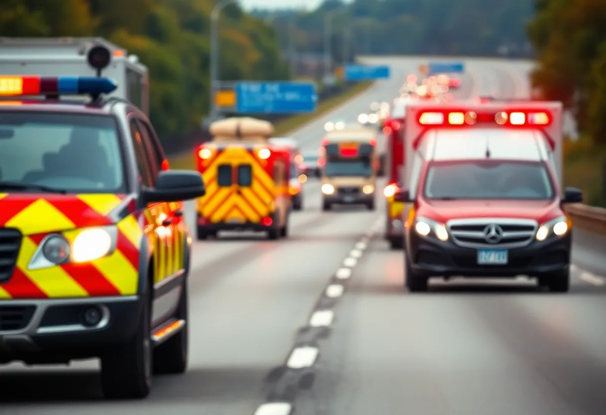 Emergency response at a highway accident scene