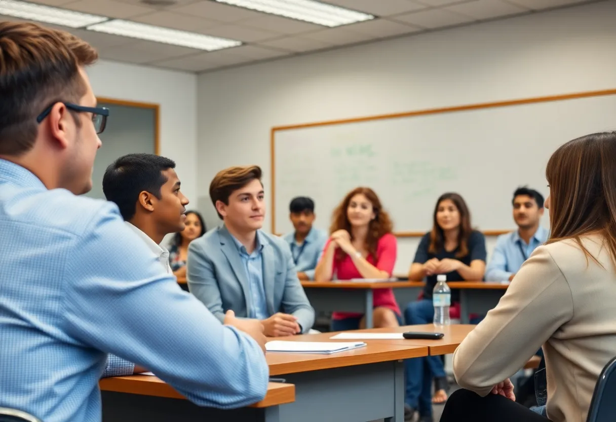 Students engaging in respectful classroom discussion