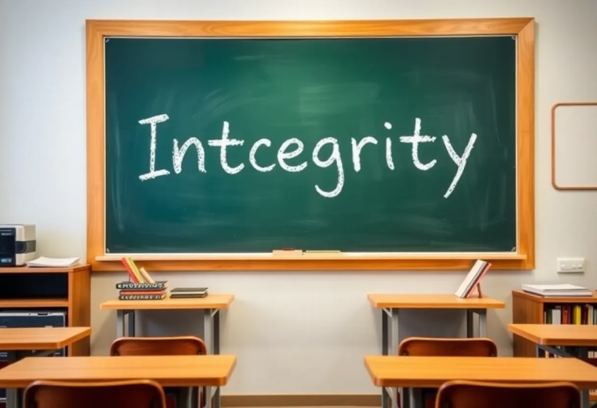 A classroom emphasizing integrity and educator responsibility.