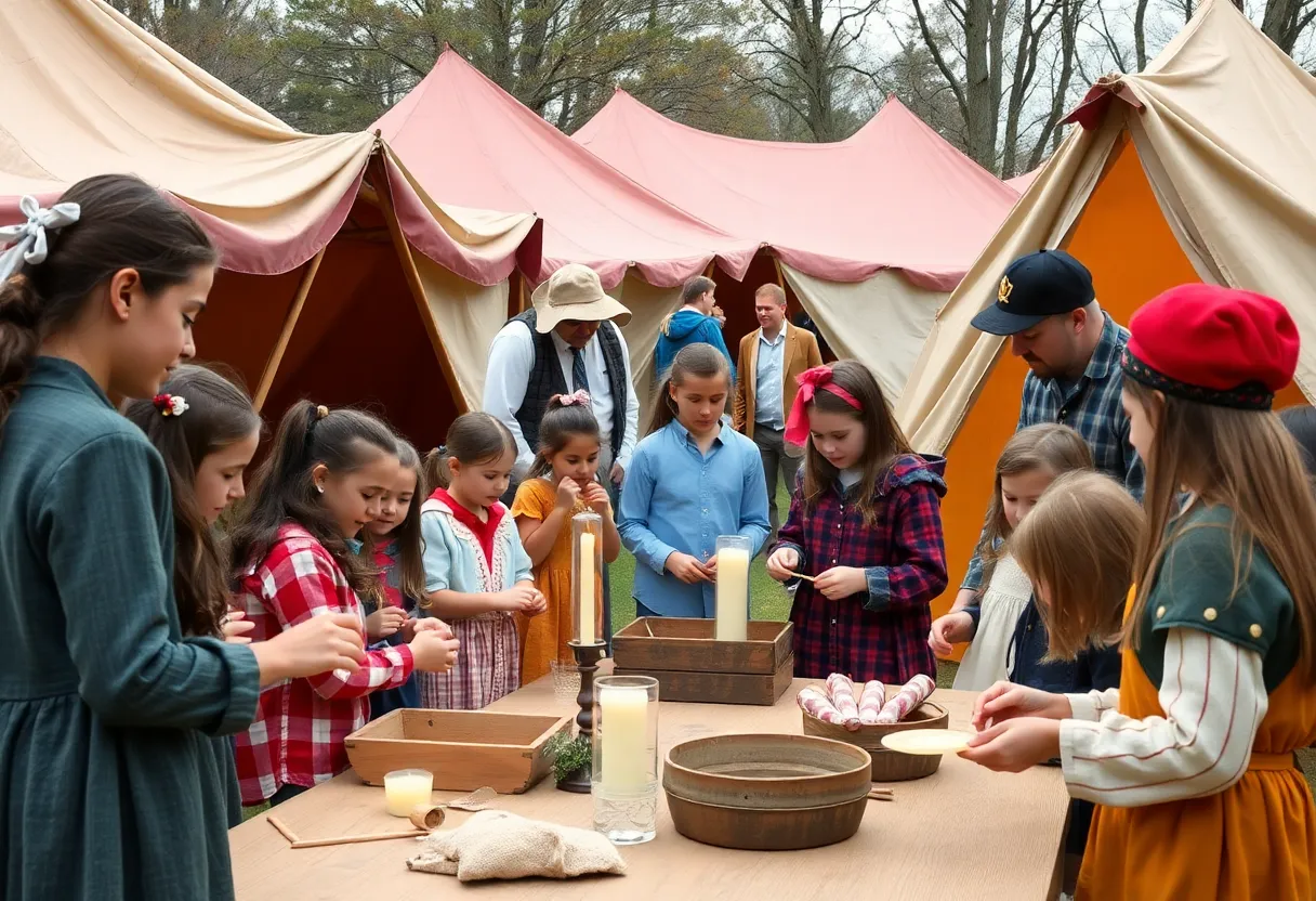 Students engaging in hands-on Revolutionary War activities at Westcliffe Elementary
