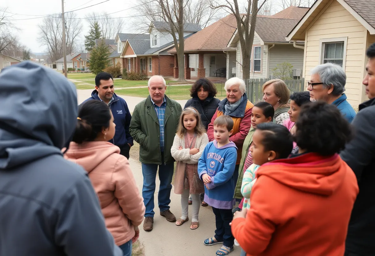 Community members discussing child safety in Williamston neighborhood