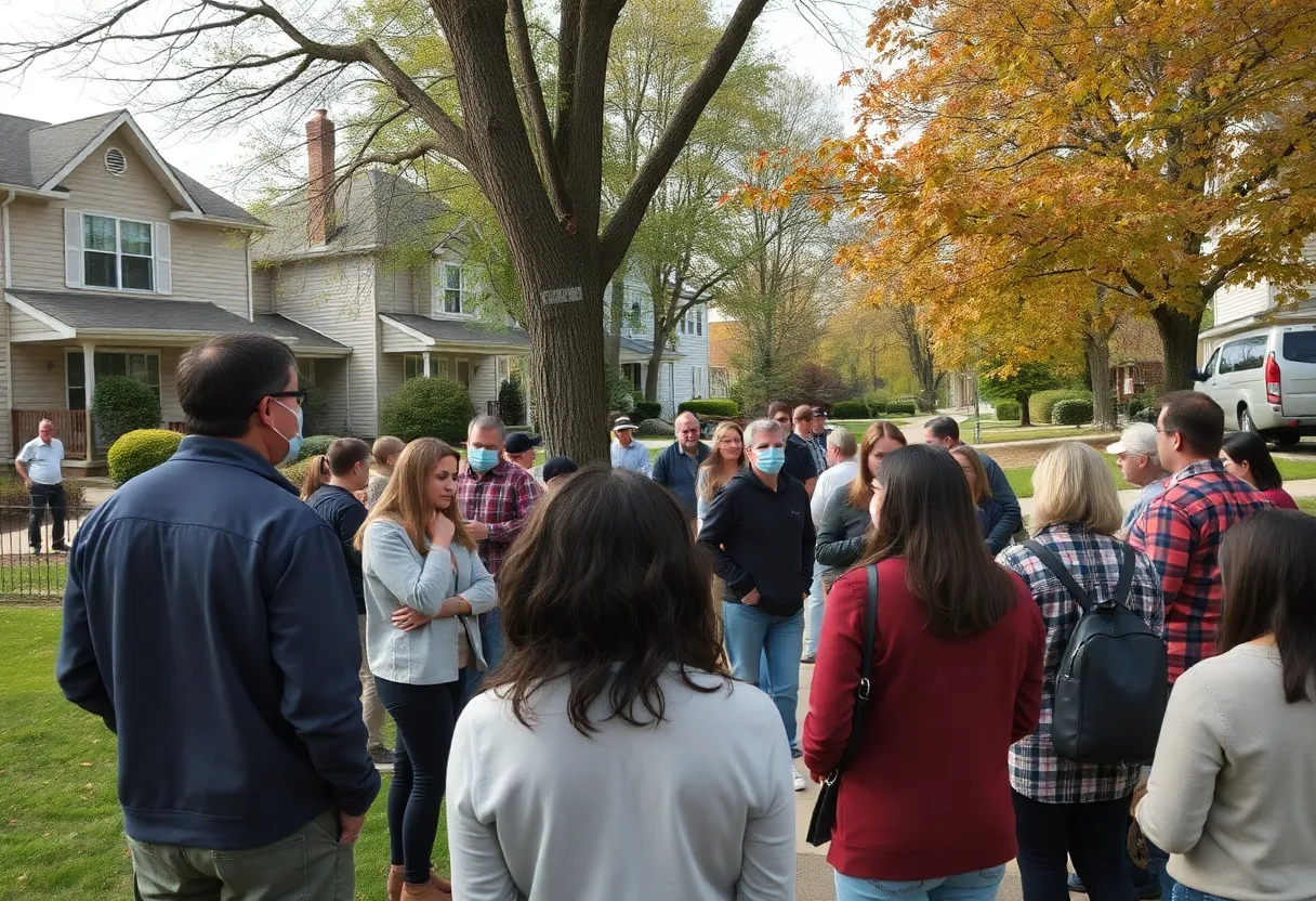 Community members searching for a missing boy
