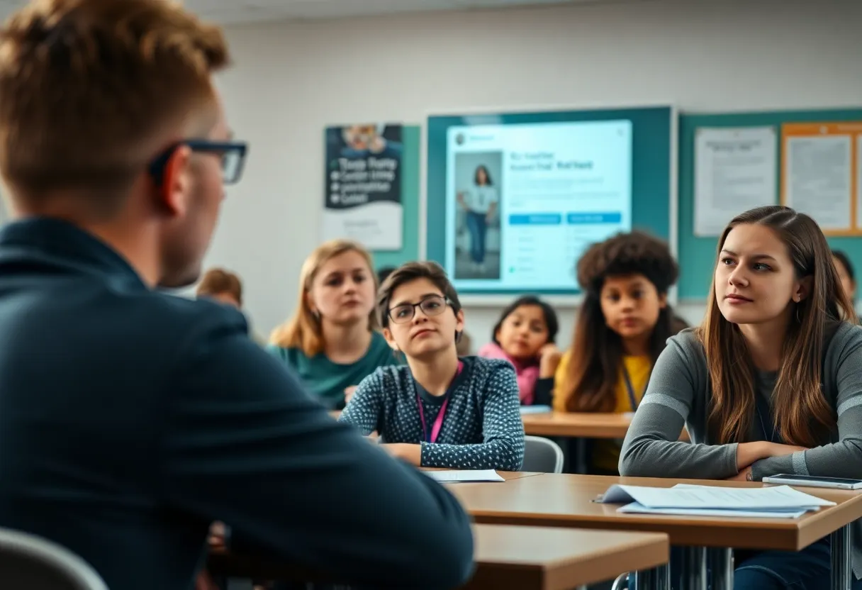 Students reacting to a teacher's controversial statement on social media.
