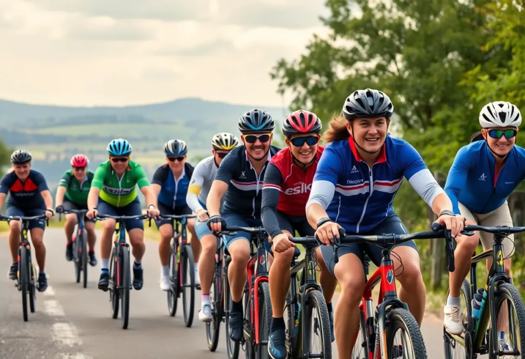 Cyclists participating in the Challenge to Conquer Cancer charity bike ride.