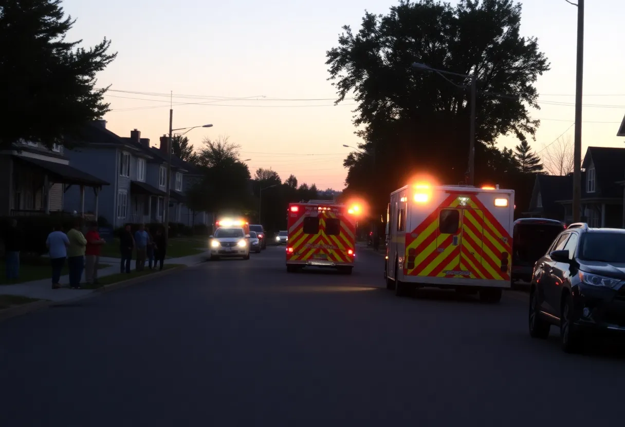 Emergency vehicles in a suburban area in Greenville County.