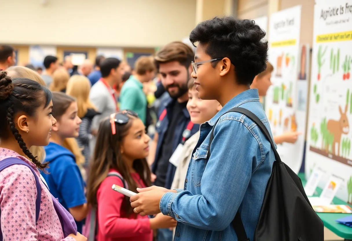 Families engaging with representatives at the Endless Opportunities educational event.
