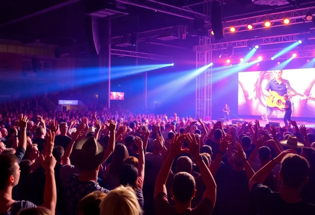Crowd enjoying a country music concert featuring Eric Church.