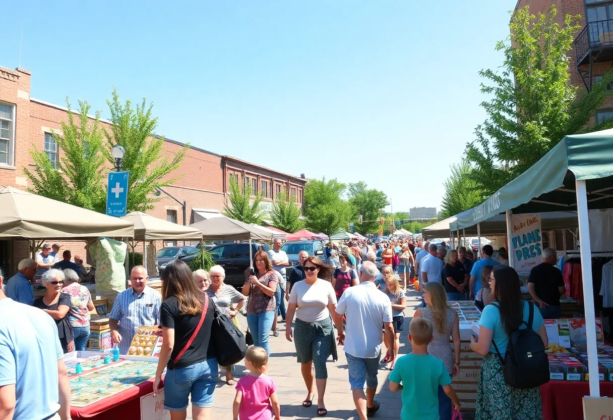Families enjoying activities at a market in Greenville SC