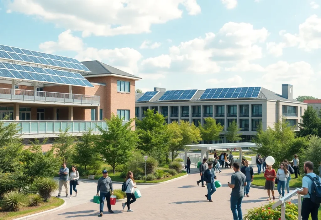 Students engaging in sustainability activities on campus.