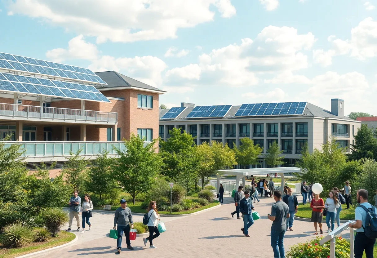 Students engaging in sustainability activities on campus.