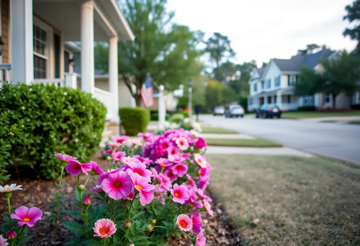 Serene front yard in Gantt, South Carolina, symbolizing community and peace.