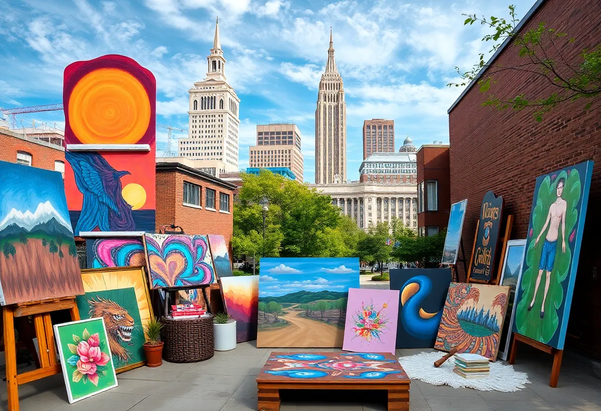 Art pieces representing the diverse arts community in Greenville