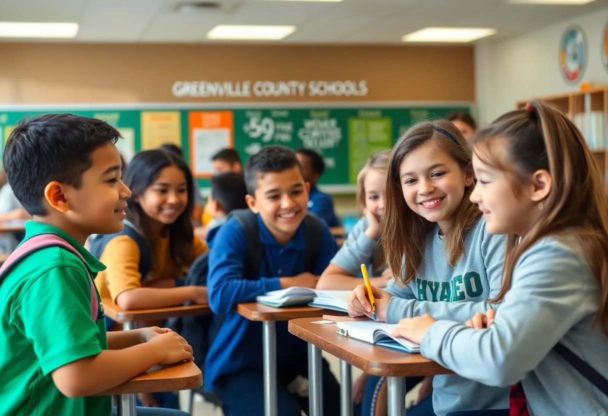 Students celebrating academic achievements at Greenville County Schools