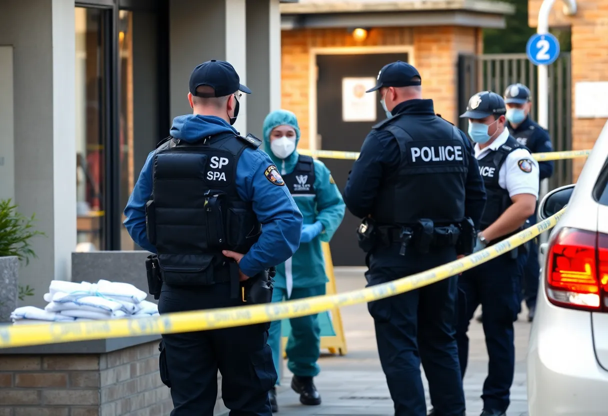 Greenville police officers executing search warrant at 5K Spa