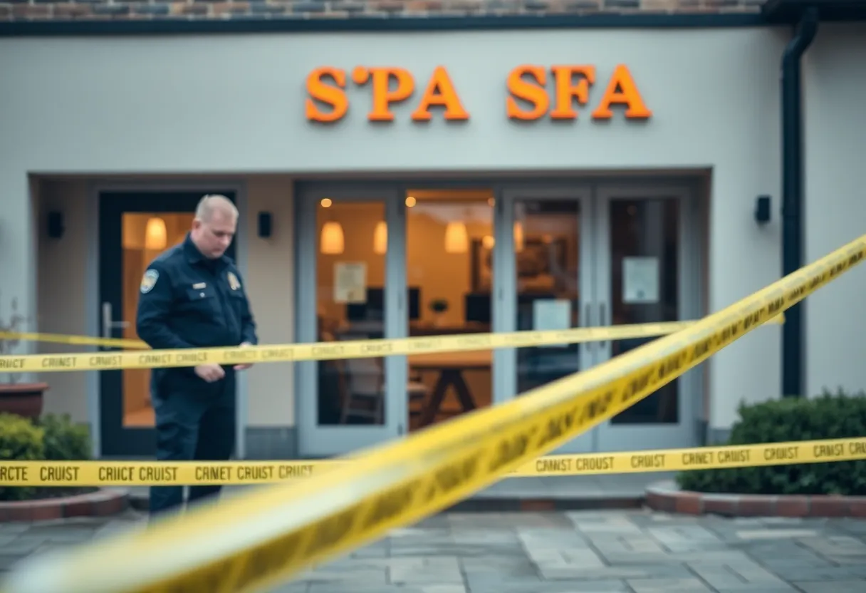 Police investigating a spa for human trafficking-related activities