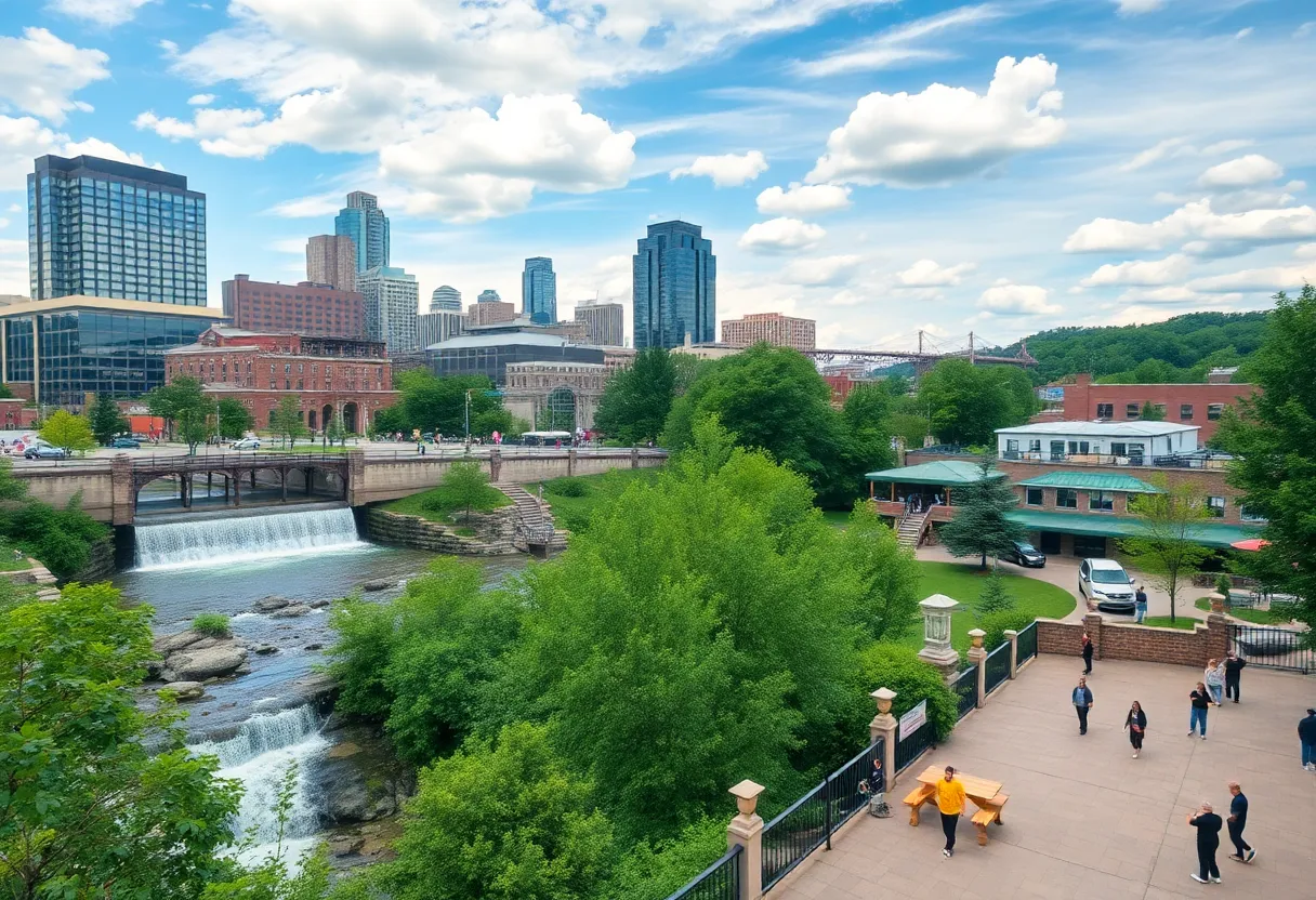 A picturesque view of Greenville SC showcasing urban architecture and nature.