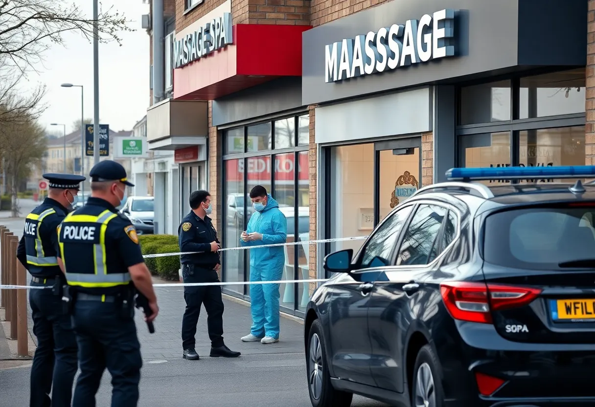 Police officers and forensics team at the 5K Spa in Greenville, SC