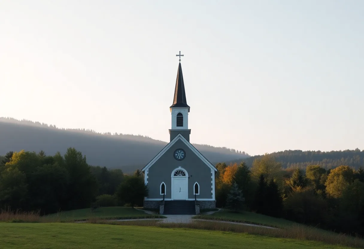 A serene church scene representing faith and community.