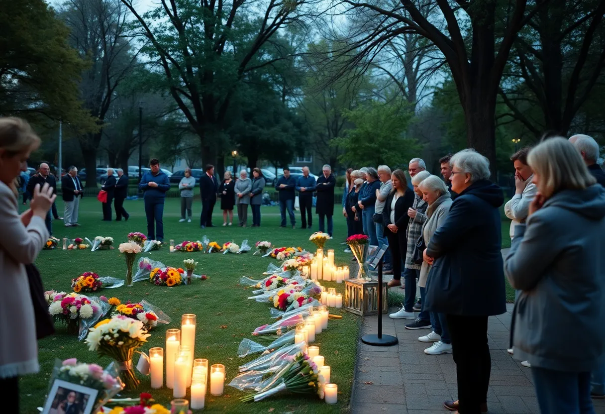 Community gathering in remembrance of influential residents