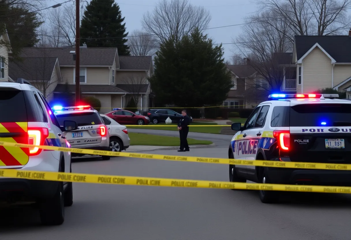 Scene of an officer-involved shooting in Greenville with police tape and vehicles.