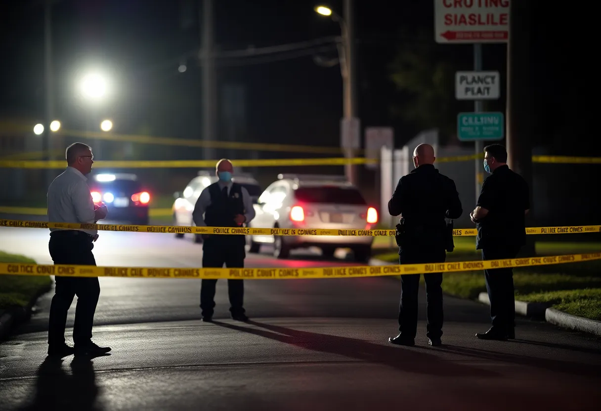 Detectives investigating a crime scene in Greenville