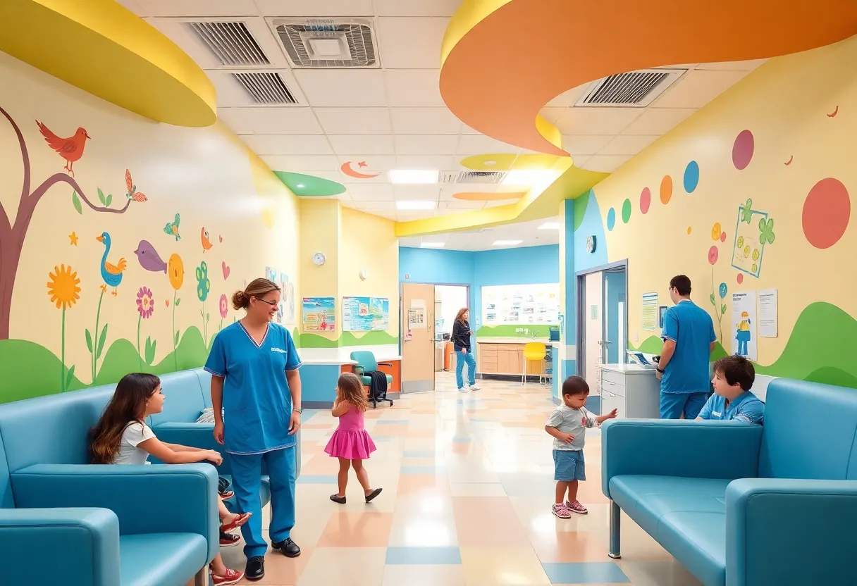 Newly renovated Prisma Health pediatric cancer and blood disorders unit with colorful design and children-friendly environment.