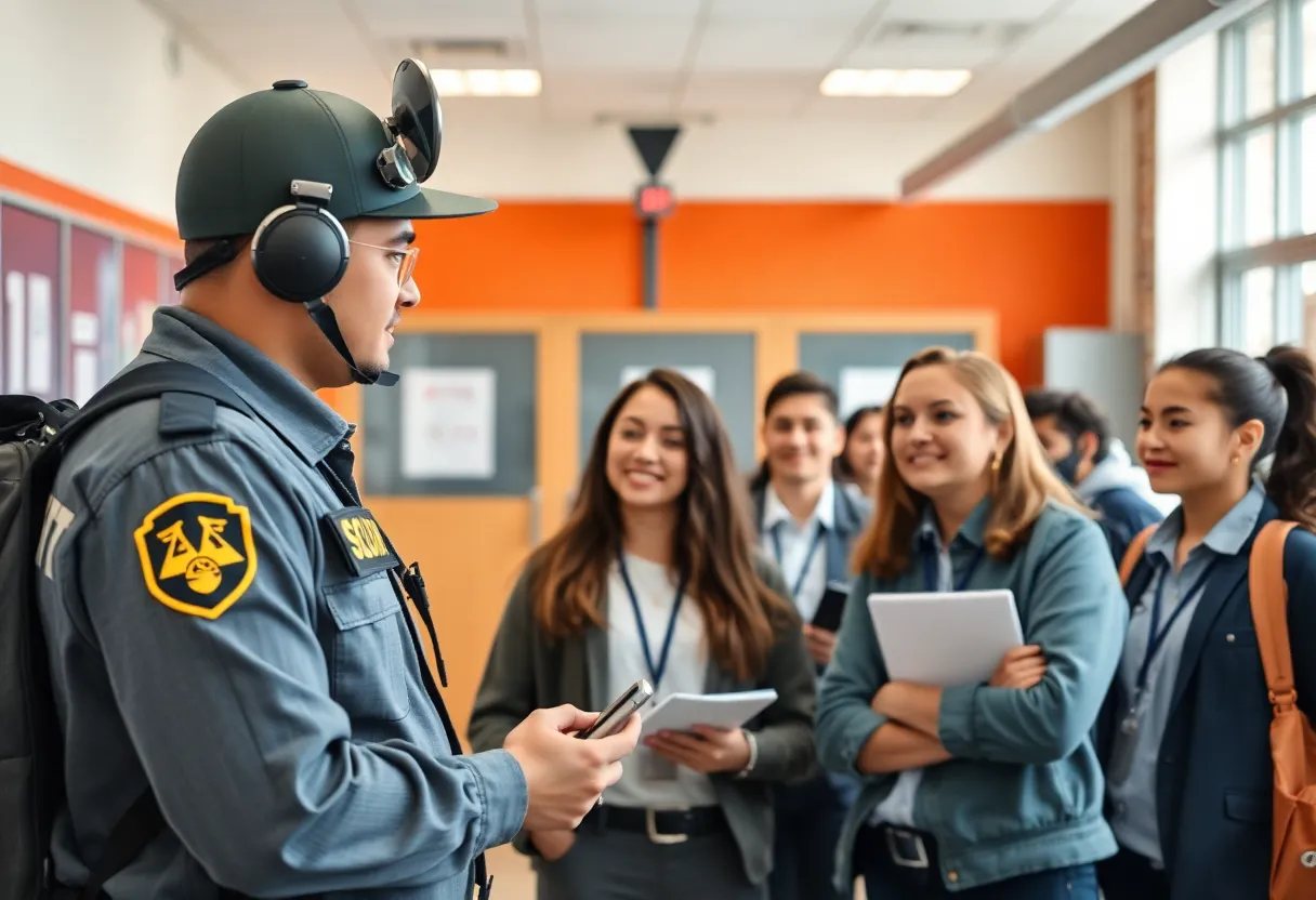 Teachers and staff using Raptor badge alert system for school safety