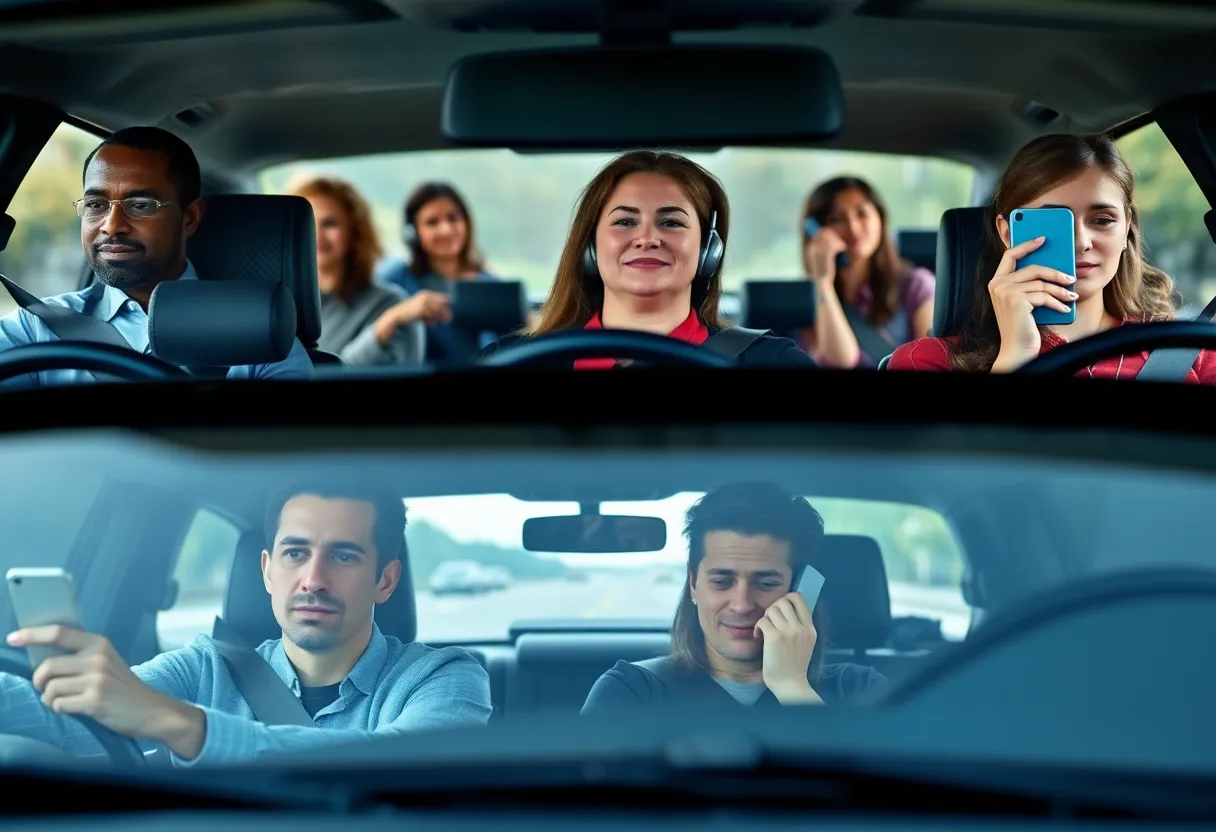 Drivers using hands-free devices while driving