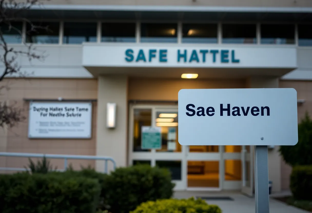 Exterior view of a hospital that participates in the Safe Haven program.