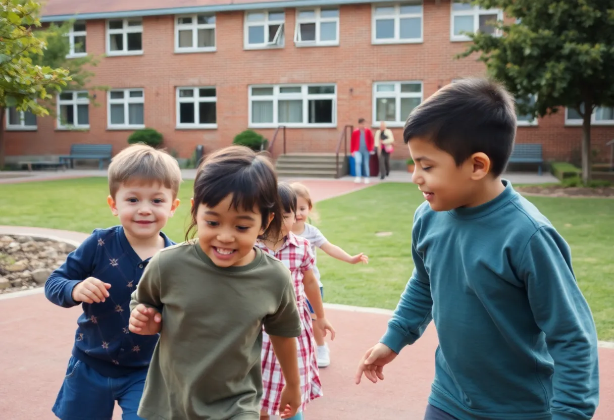 Children playing in a school playground
