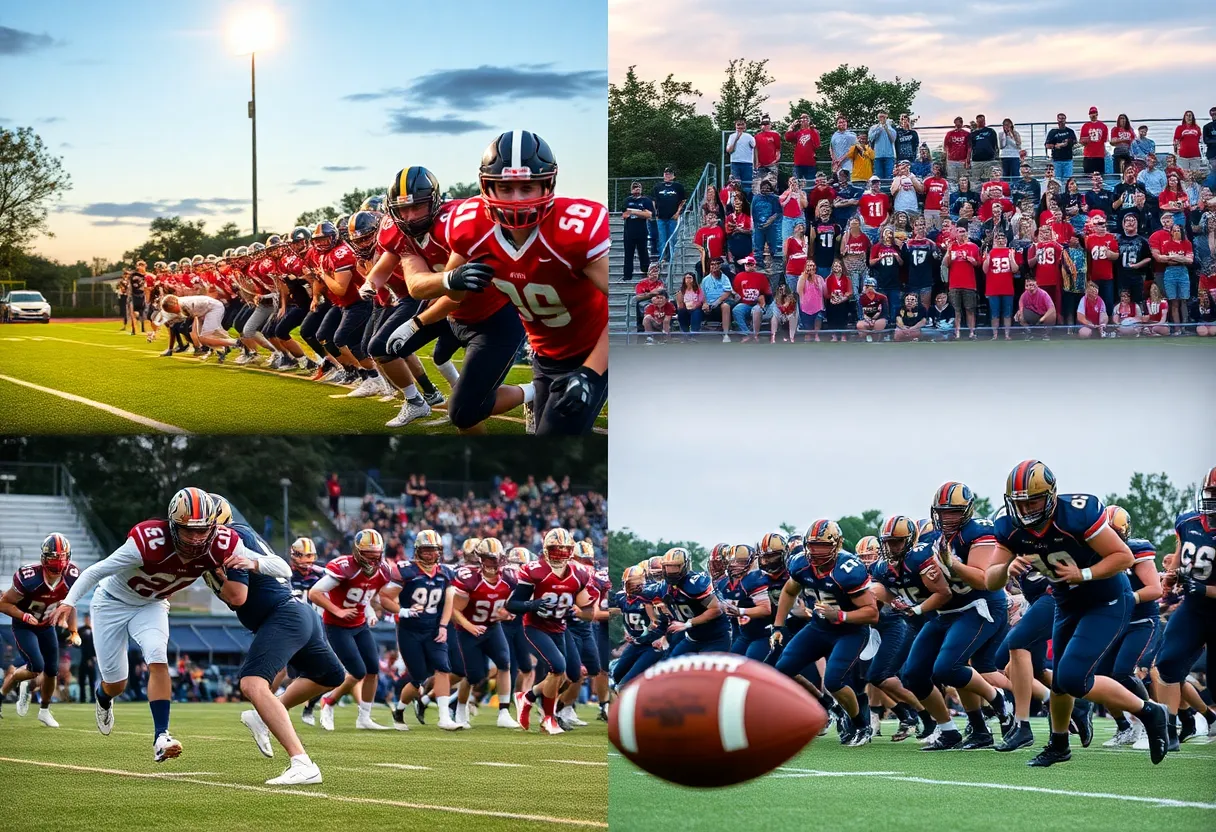 Players in action during a high school football game in South Carolina