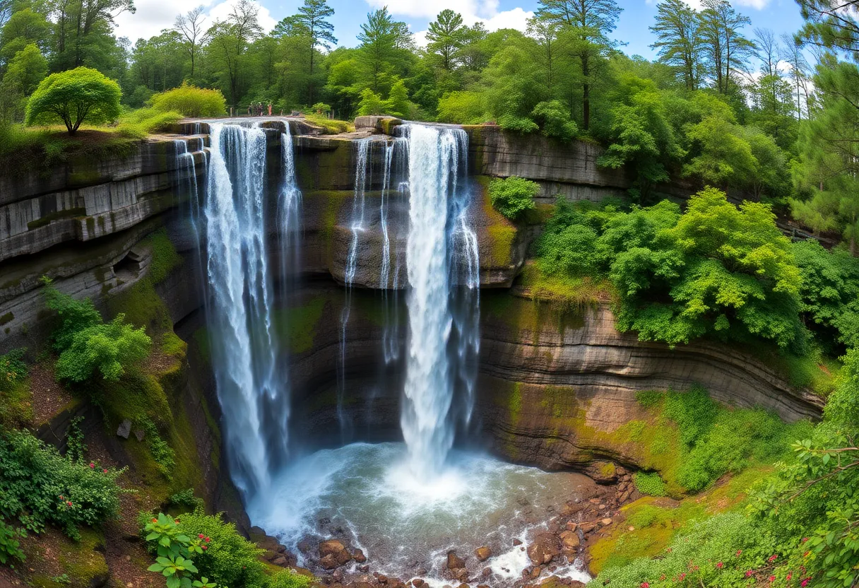 A scenic waterfall in South Carolina as featured in Expedition VR