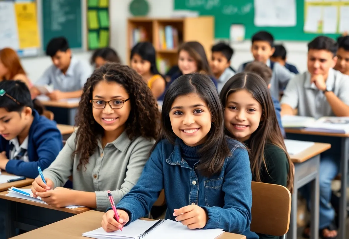 Diverse students in a classroom showcasing educational activities