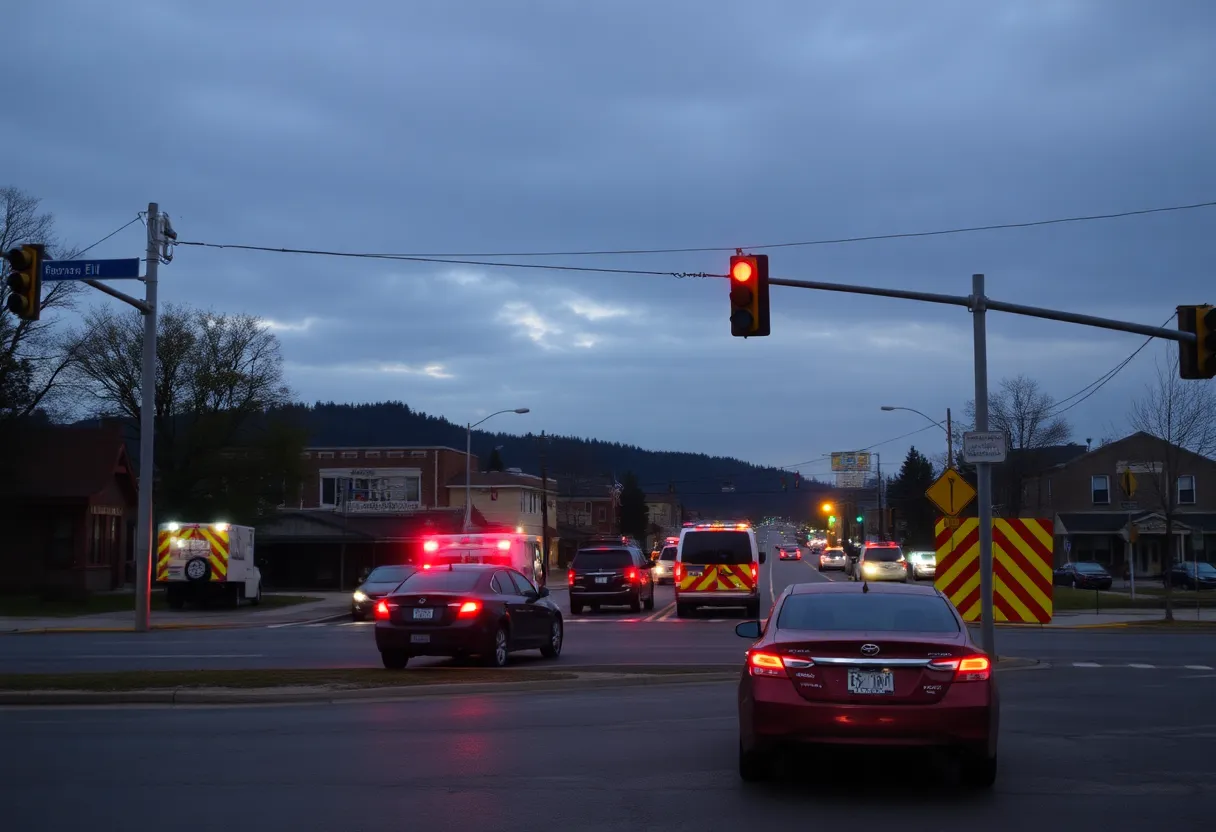 Traffic incident scene in Taylors with emergency vehicles