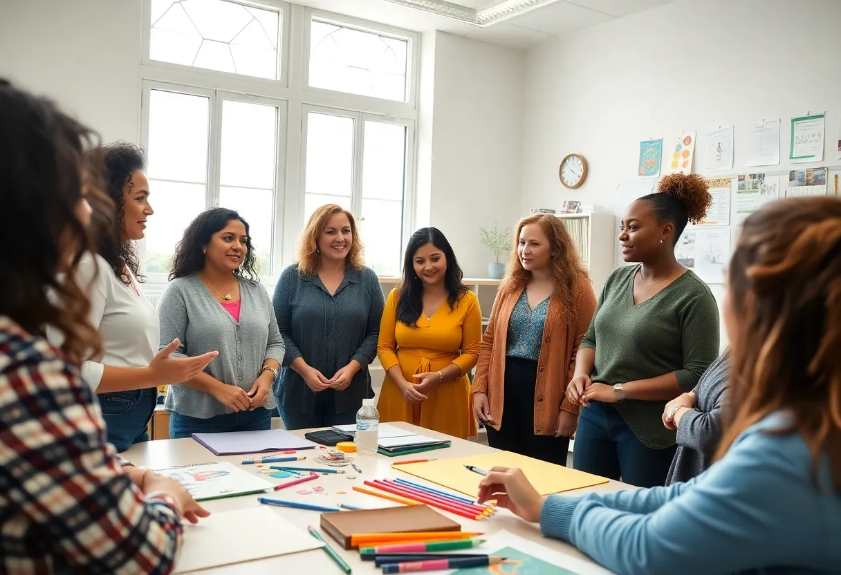 Diverse teachers participating in a training session
