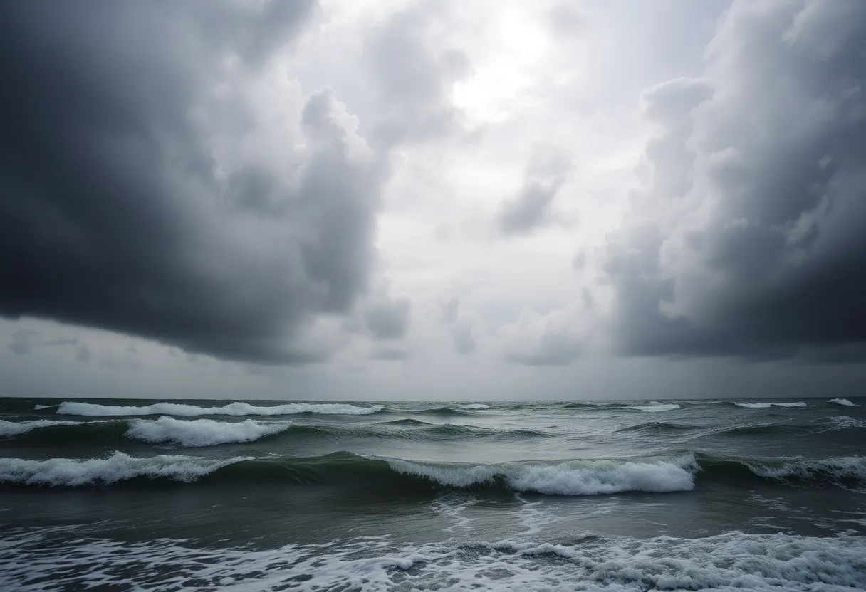 Tropical storm gathering near South Carolina coastline