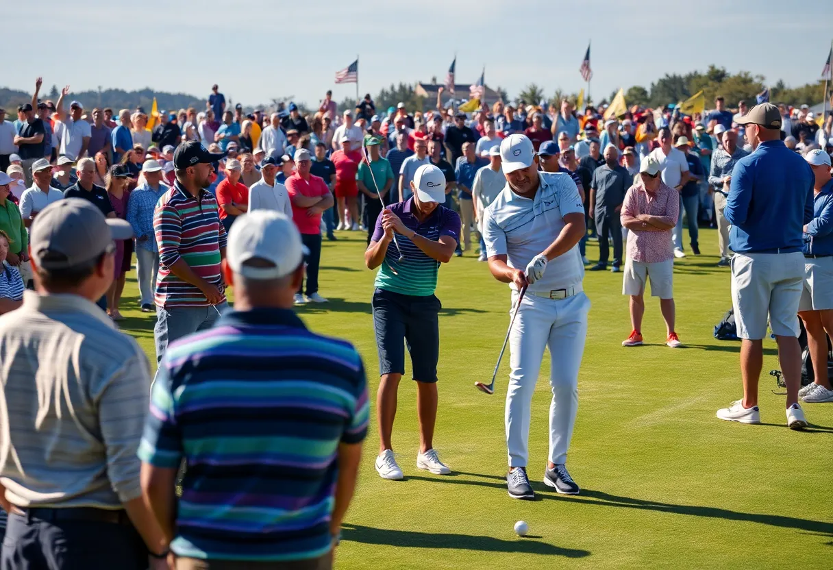 Golf tournament scene at BMW Charity Pro-Am