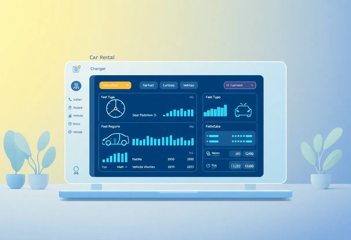 Screenshot of Bookoutz car rental software interface showing fleet management features.