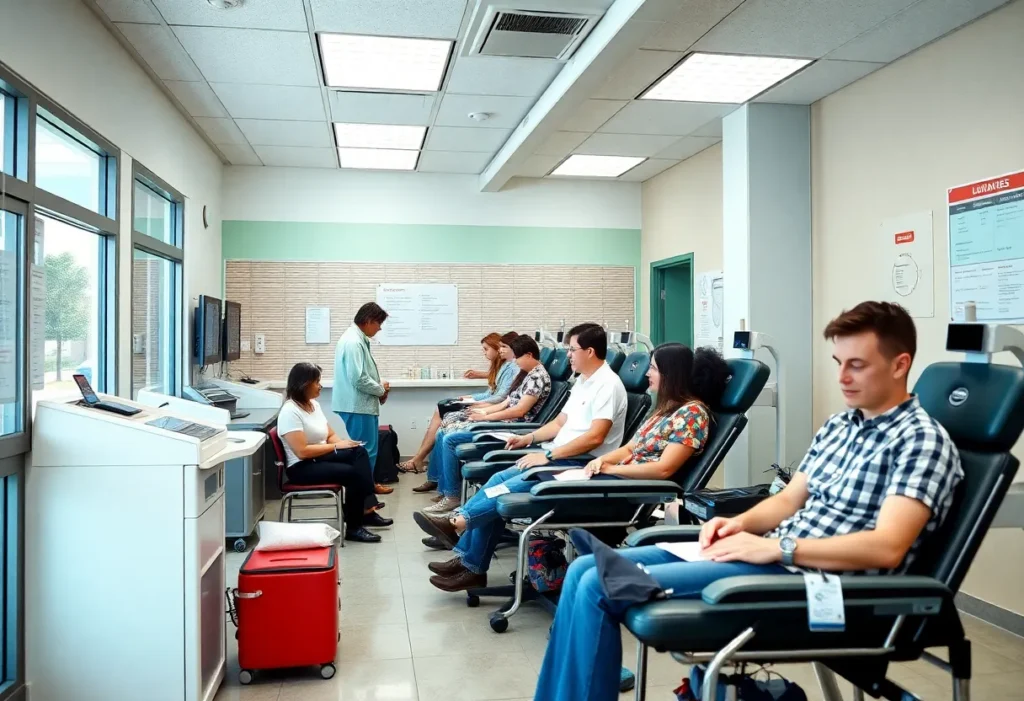 Community members donating blood at the Danville Community Blood Center