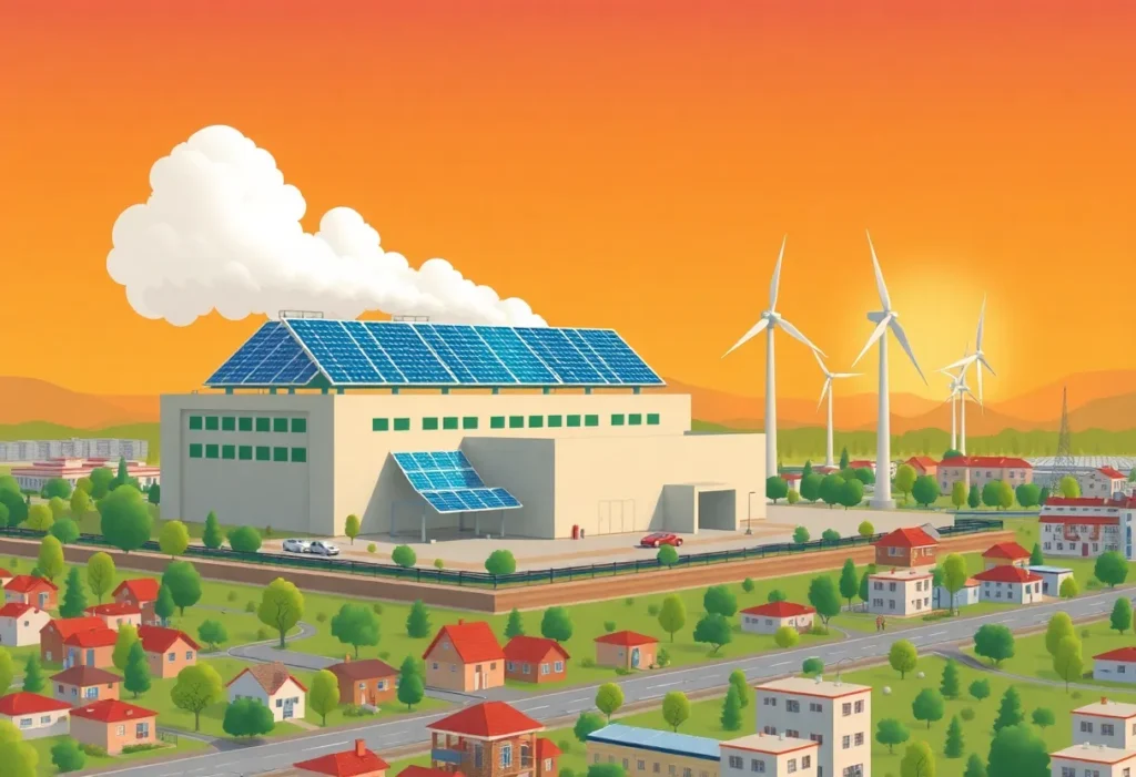 Concept image of a power plant with renewable energy sources by Duke Energy.