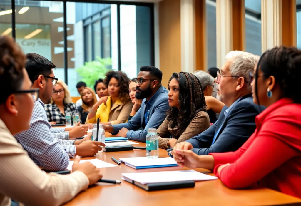 Community meeting discussing urban growth