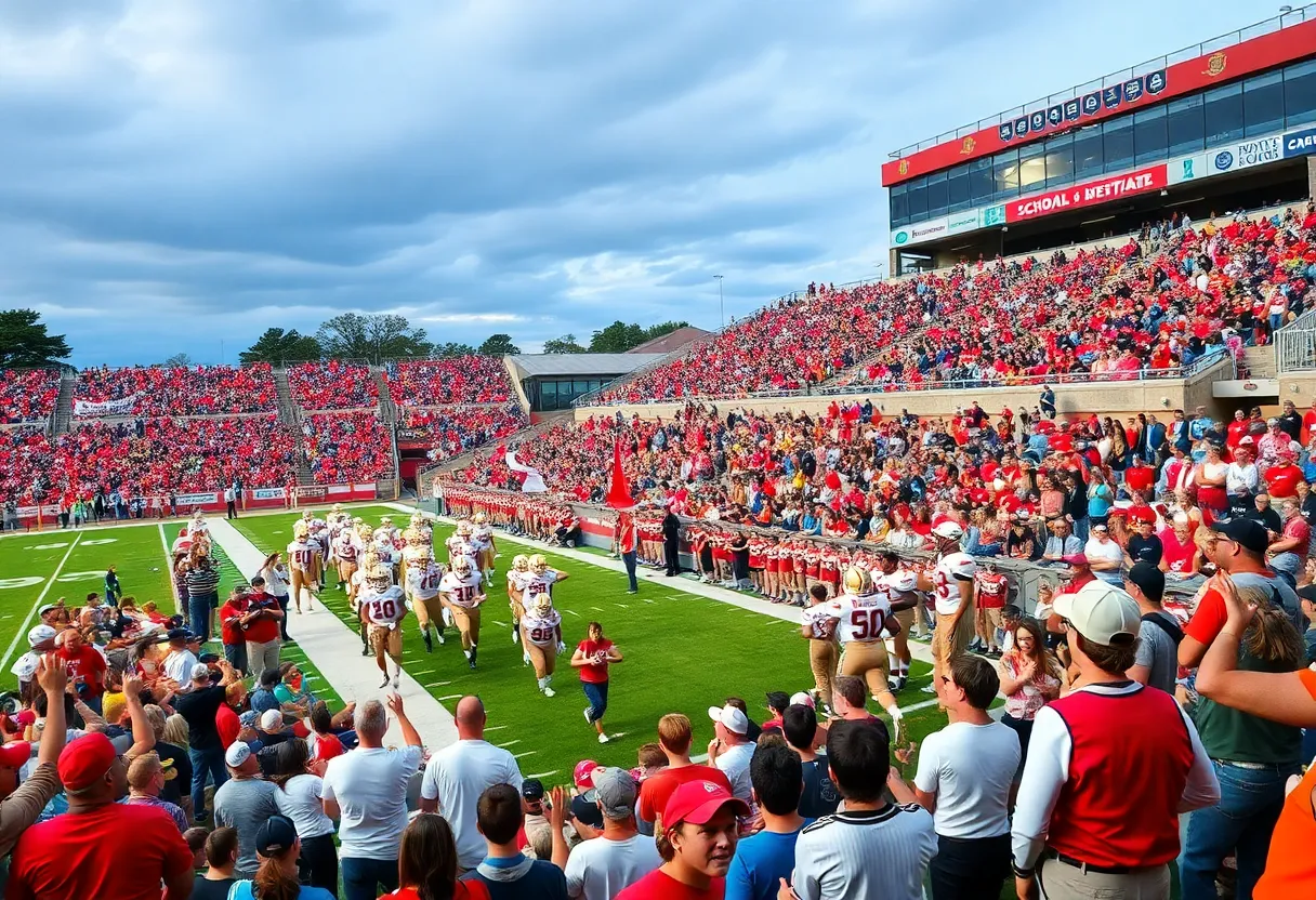 Fans cheering at a high school football game in Greenville