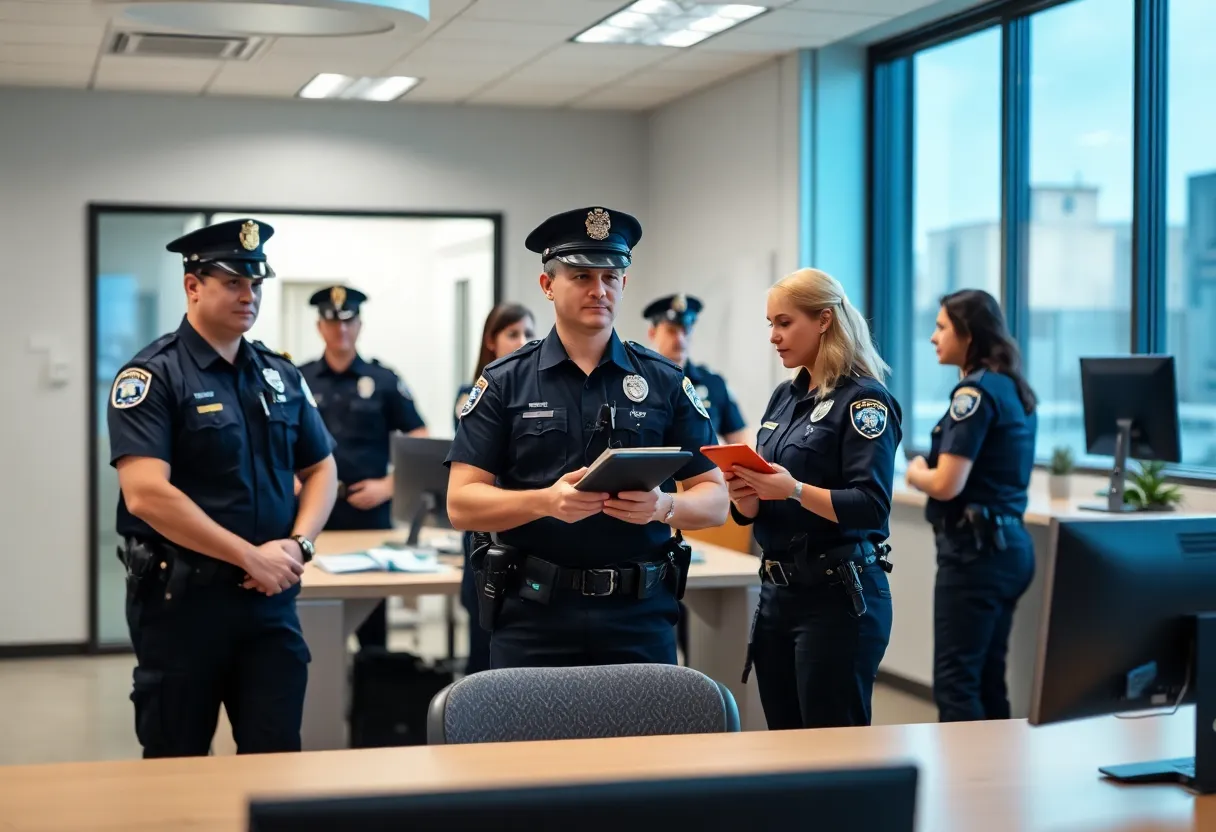 Team members collaborating in the Greenville Police Department office