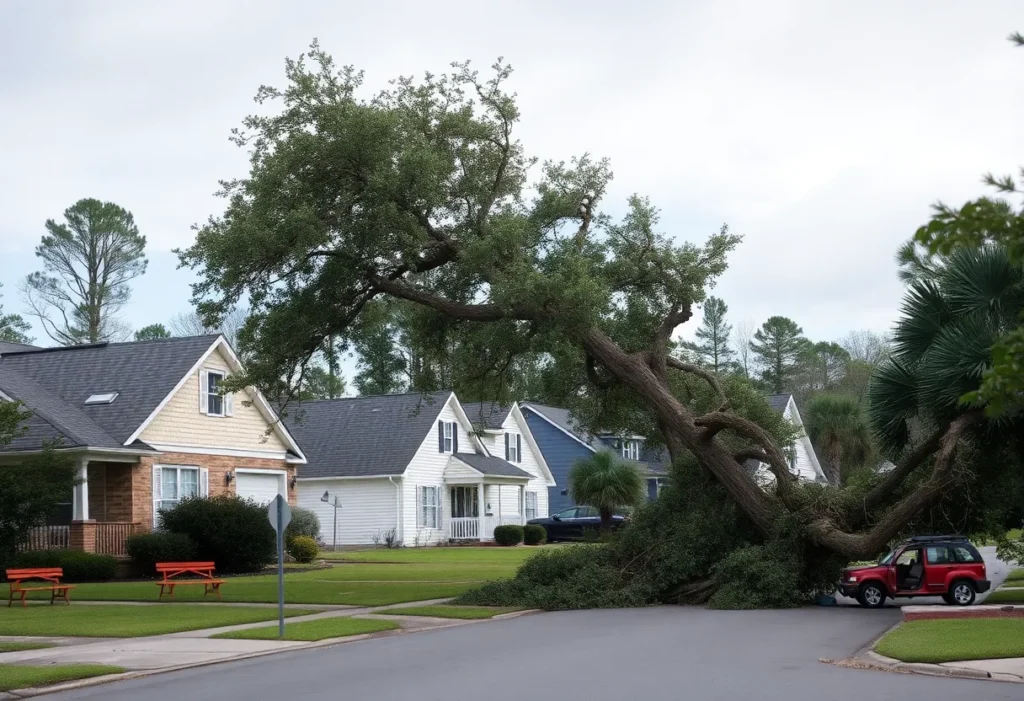 Damage to homes in Greenville after Hurricane Helene