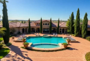 Exterior view of a Mediterranean-style home for sale in Greer, SC.