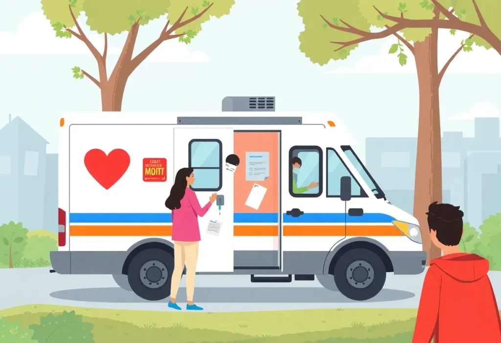 Mobile Health Unit providing MMR vaccines during measles outbreak