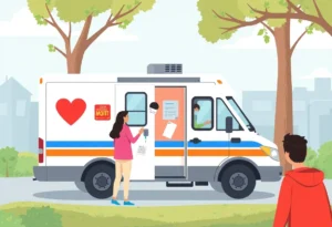 Mobile Health Unit providing MMR vaccines during measles outbreak