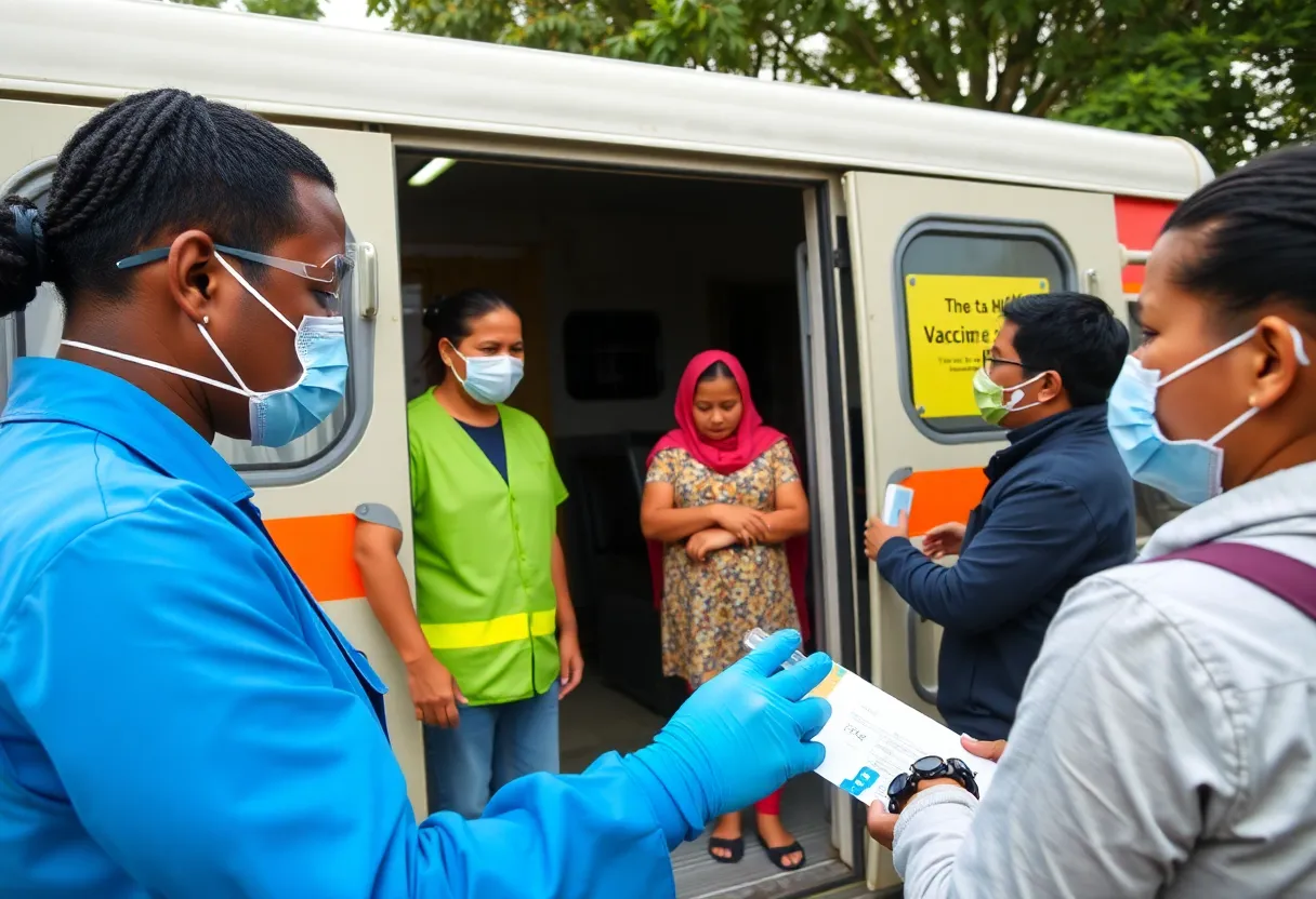 Mobile vaccination unit providing measles vaccinations