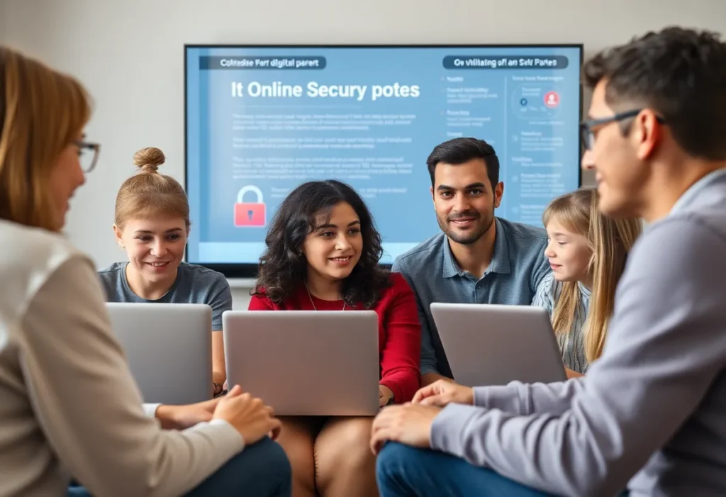 Parents participating in an online seminar focused on children's safety.