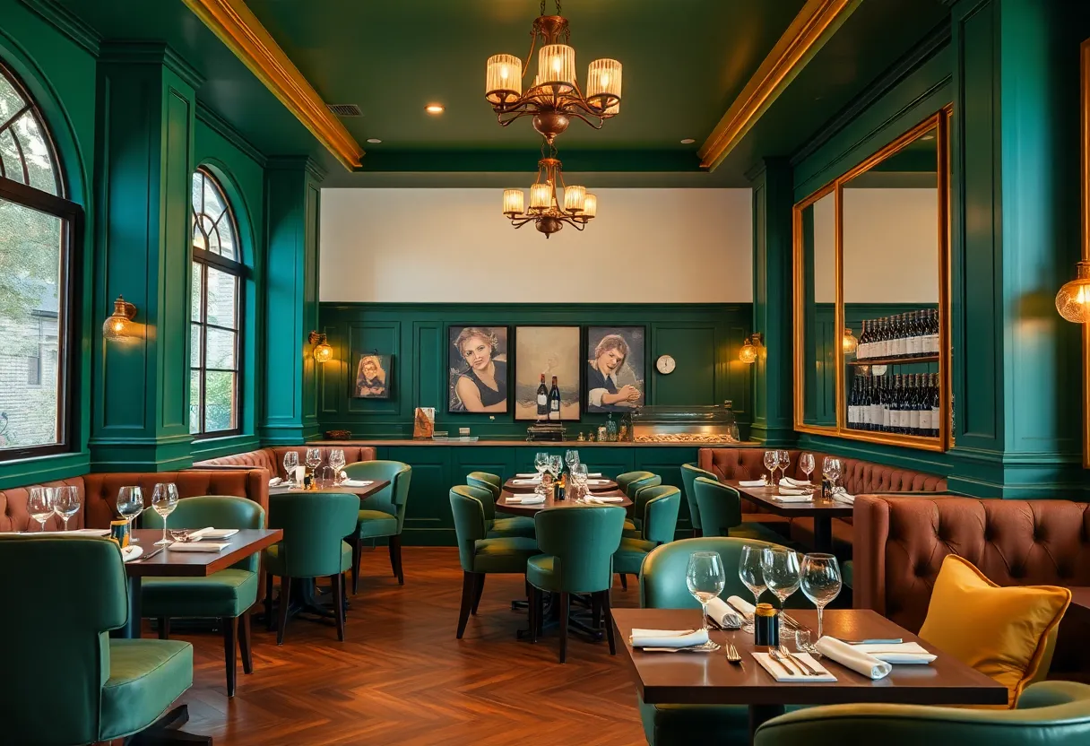 Cozy interior of Pastavino restaurant showcasing rich decor and dining setup.